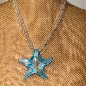 La Dolce Fabulous glass pendant on glass beaded adjustable necklace